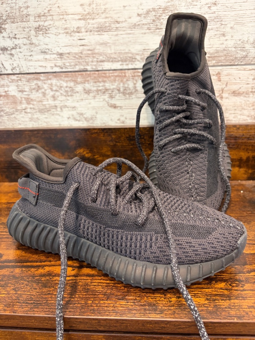 Yeezy Boost 350 V2 Black/Grey Knit Low-Top Sneakers